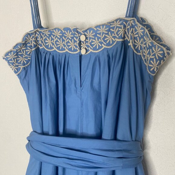 NWT Banana Republic Dress Womens‎ Size 6 Blue Sleeveless Embroidered $148 - Picture 9 of 16